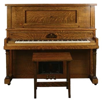 R.S. HOWARD UPRIGHT PLAYER PIANO WITH BENCH