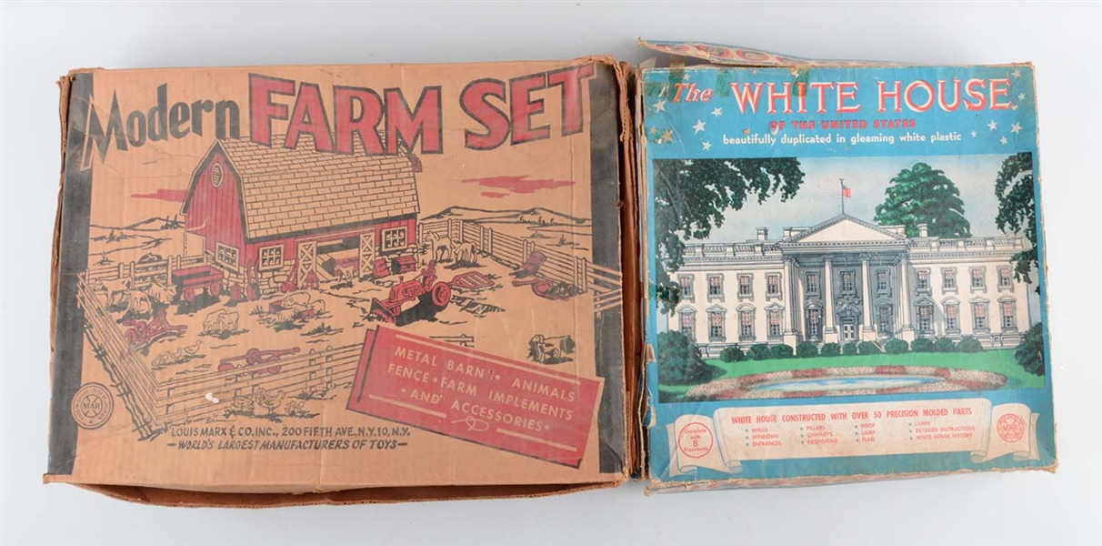 LOT OF 2: MARX FARM & THE WHITE HOUSE PLAY SETS.