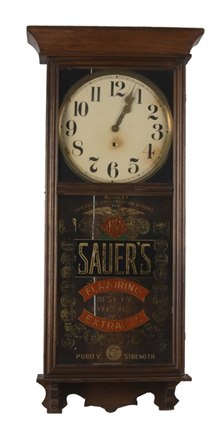 SAUERS FLAVORING EXTRACTS ADVERTISING CLOCK