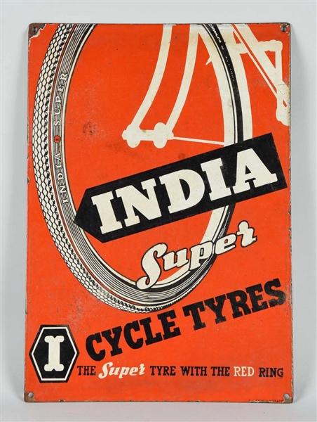 INDIA SUPER CYCLE TYRES PORCELAIN SIGN.