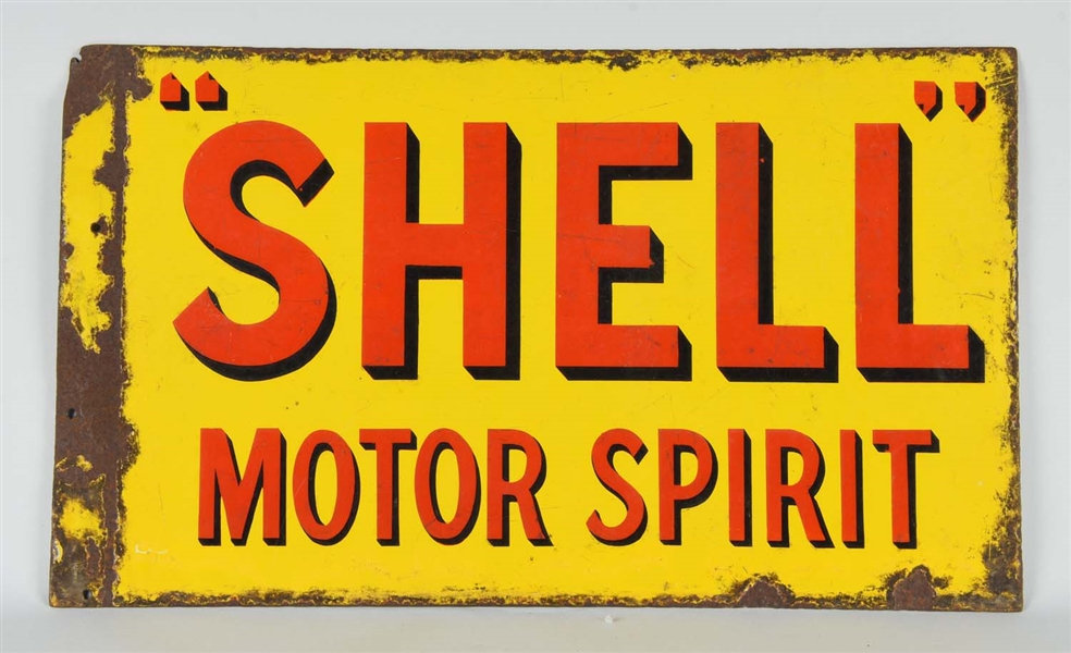 SHELL MOTOR SPIRIT PORCELAIN FLANGE SIGN.