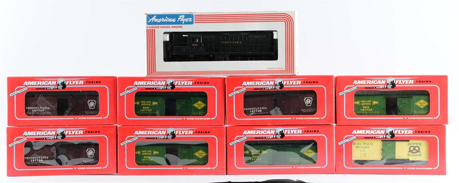 LOT OF 9: AMERICAN FLYER TRAINS.