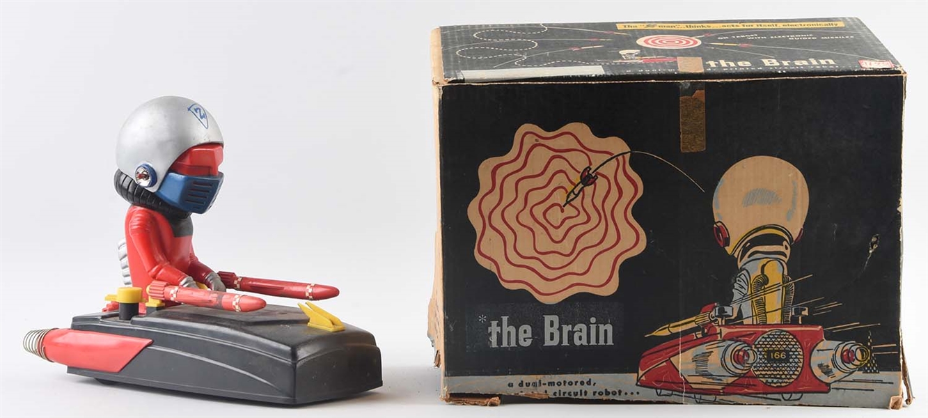 "THE BRAIN" PLASTIC ROBOT IN ORIGINAL BOX.