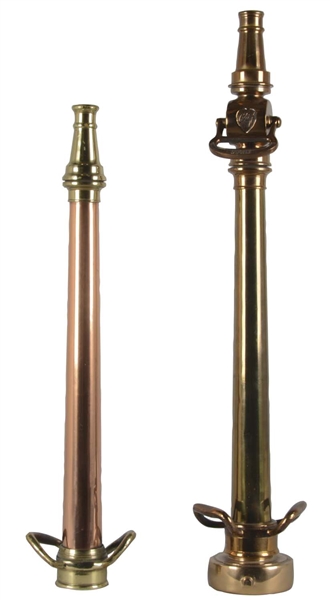 LOT OF 2: BRASS FIRE HOSE NOZZLES