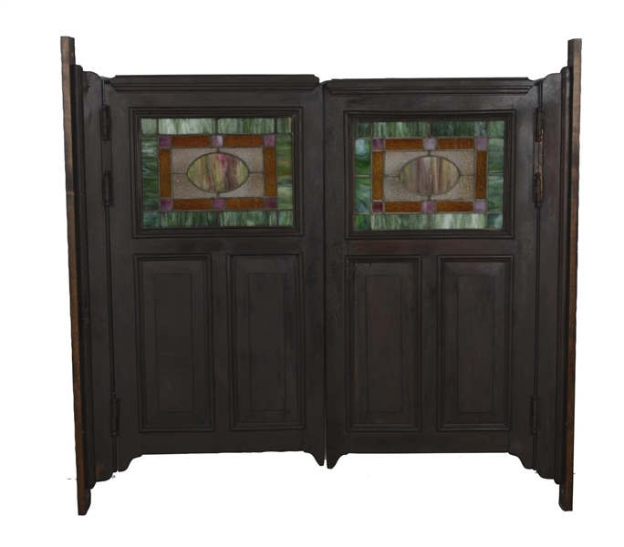 PAIR OF STAINED GLASS SALOON DOORS