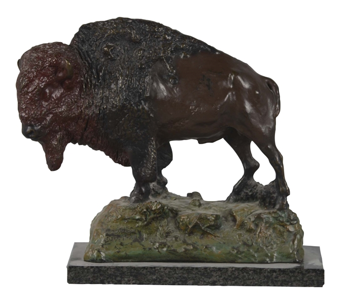 ORIGINAL R.E. CAROTHERS BRONZE BUFFALO SCULPTURE