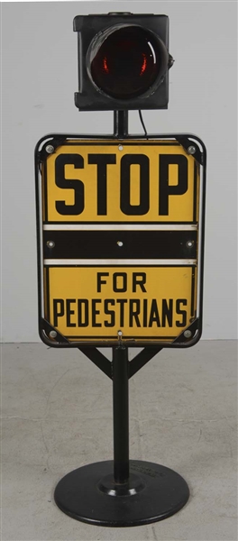 STOP FOR PEDESTRIANS SIGN & LIGHT SIGNAL