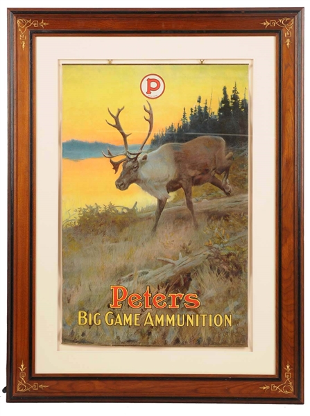 PETERS BIG GAME AMMUNITION ADVERTISING POSTER.