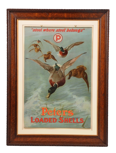PETERS LOADED SHELLS ADVERTISING POSTER. 