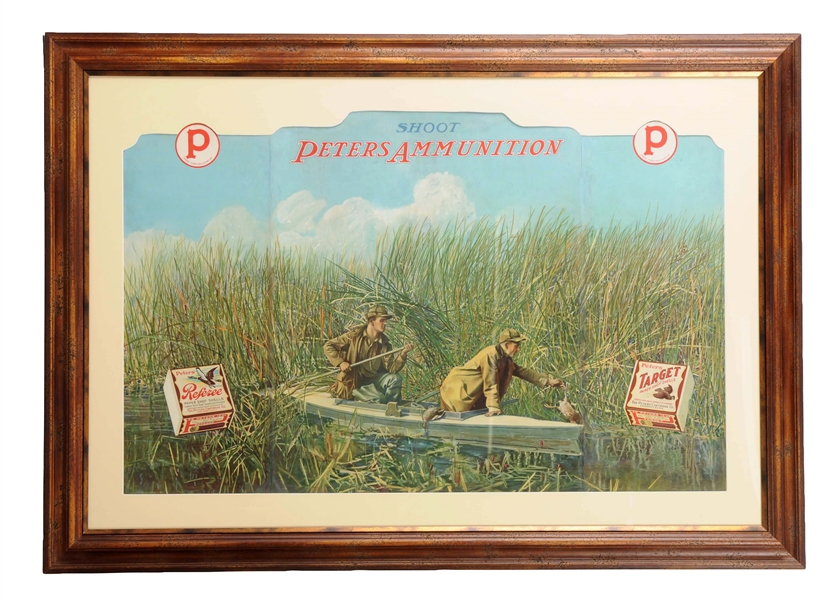 PETERS AMMUNITION ADVERTISING TRIFOLD SIGN.