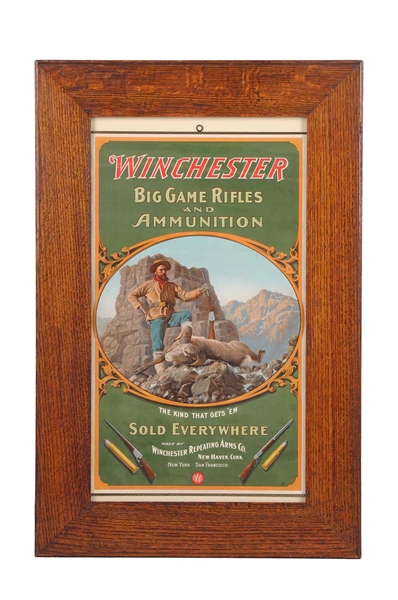 WINCHESTER BIG GAME RIFLES ADVERTISING POSTER. 
