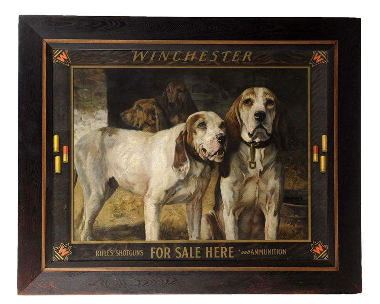 1907 WINCHESTER PAPER POSTER WITH DOGS.
