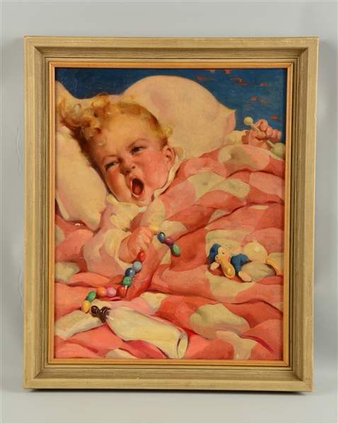 FRAME OIL PAINTING OF BABY. 