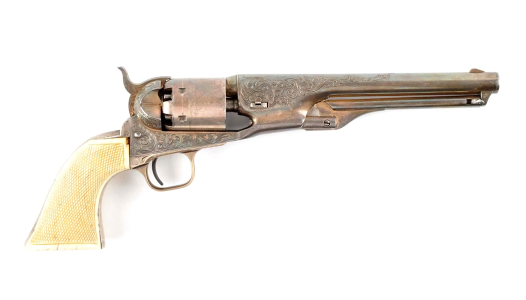(A) OUTSTANDING NEW YORK ENGRAVED & SILVER PLATED COLT MODEL 1861 NAVY REVOLVER.