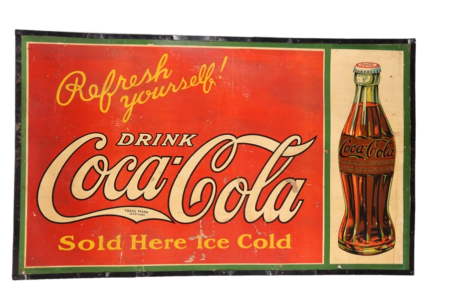LARGE 1920S COCA-COLA CARDBOARD ADVERTISING SIGN. 
