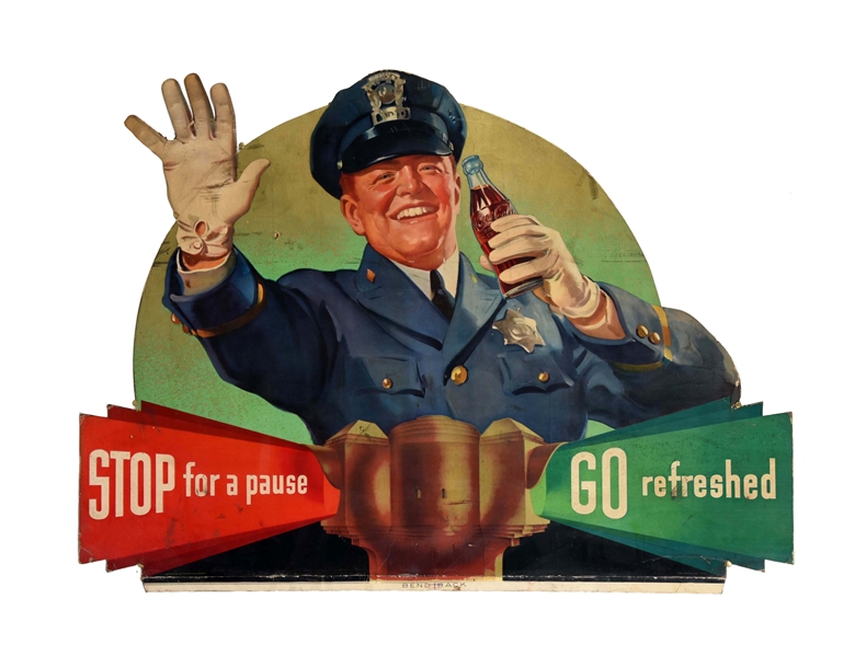 1937 COCA - COLA POLICEMAN CARDBOARD SIGN.