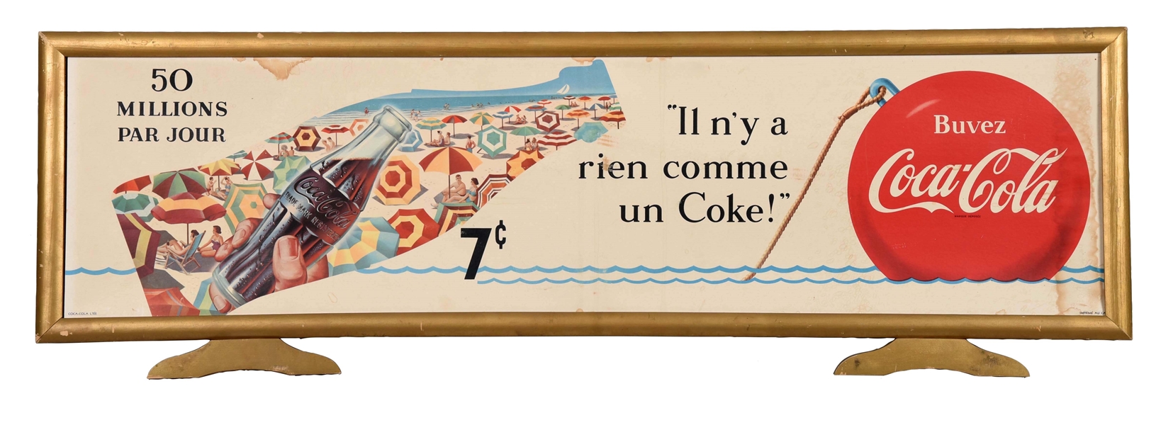 FRENCH CANADIAN COCA - COLA ADVERTISING SIGN.
