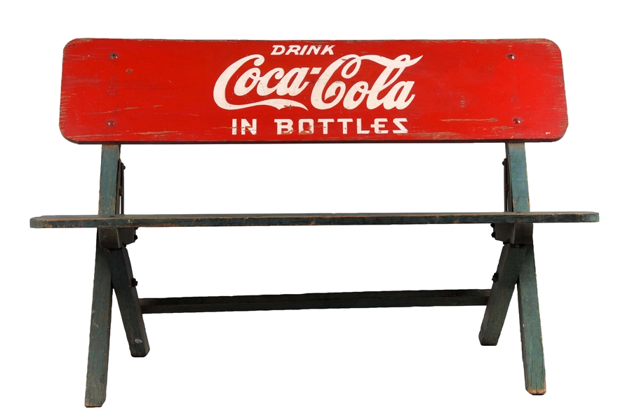 EARLY WOODEN COCA-COLA ADVERTISING BENCH. 