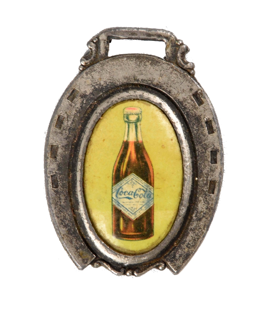 1905 COCA - COLA CELLULOID & METAL ADVERTISING WATCH FOB.