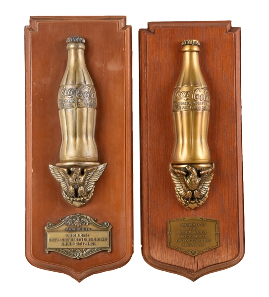 PAIR OF COCA - COLA BOTTLERS AWARD PLAQUES.