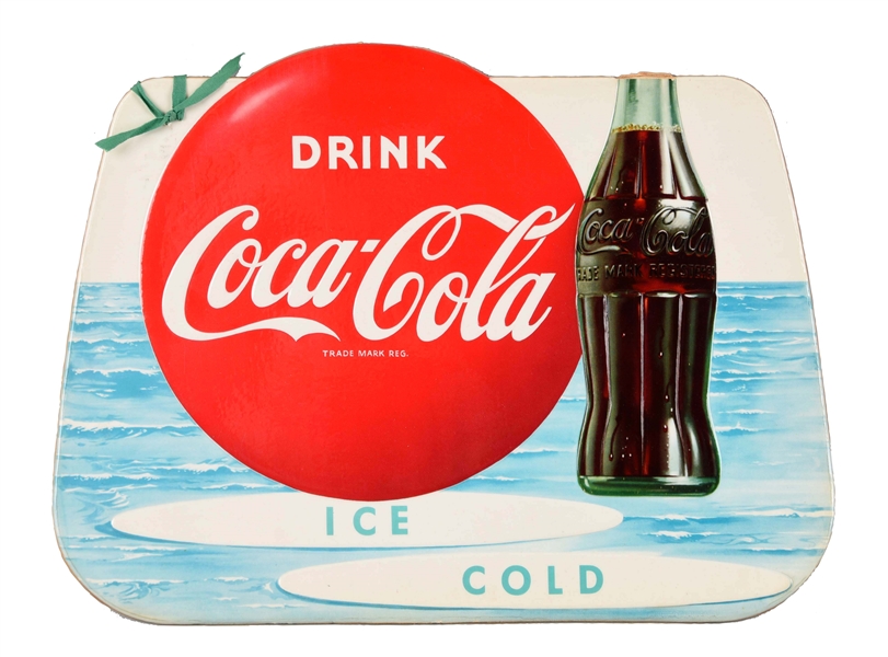 DIECUT COCA - COLA ICE COLD ADVERTISING SIGN.