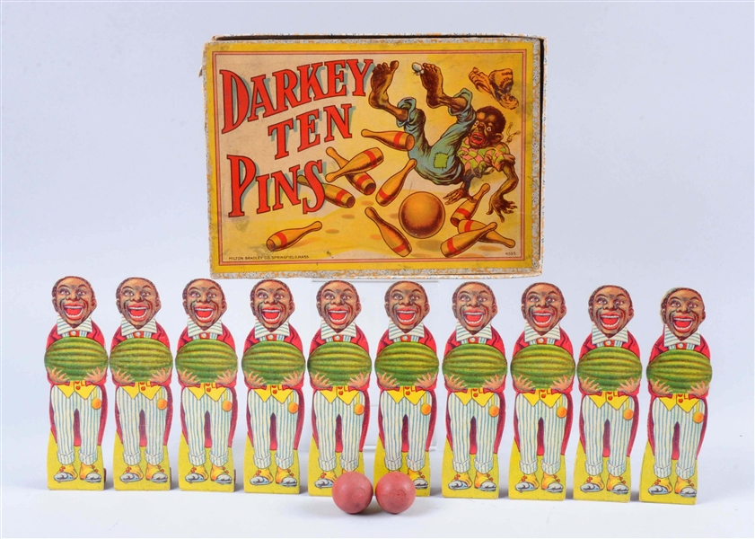 EARLY MILTON BRADLEY DARKEY TEN PINS SET.