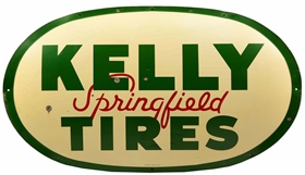 KELLY SPRINGFIELD TIRES OVAL EMBOSSED TIN SIGN.