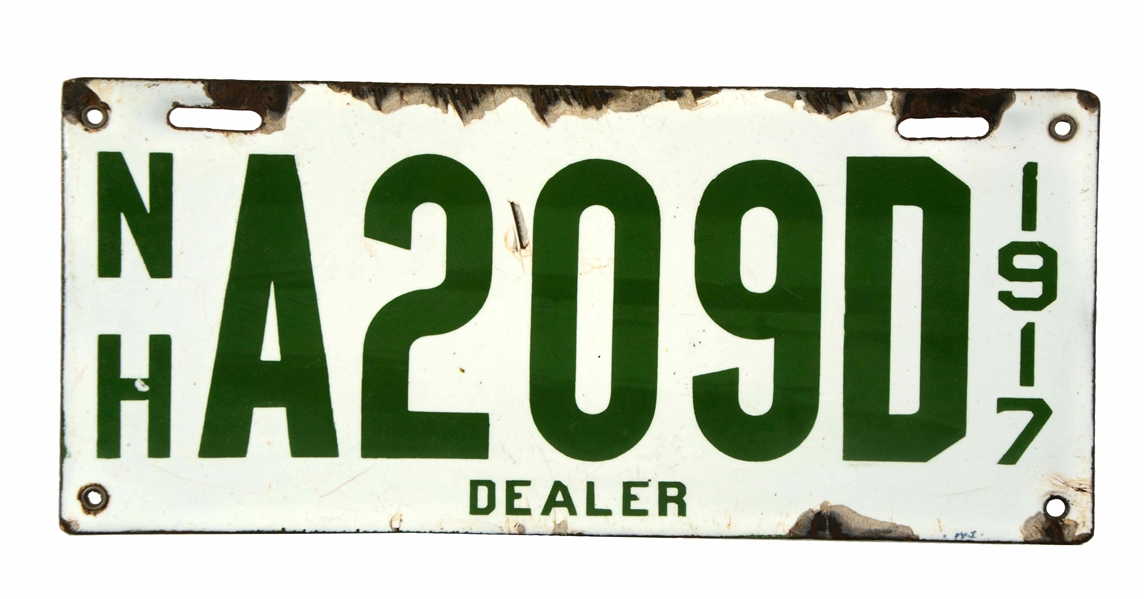 1917 NEW HAMPSHIRE DEALER LICENSE PLATE.