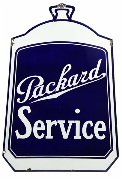 PACKARD SERVICE RADIATOR SHAPED PORCELAIN SIGN.