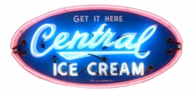 GET IT HERE "CENTRAL ICE CREAM" OVAL NEON SIGN.
