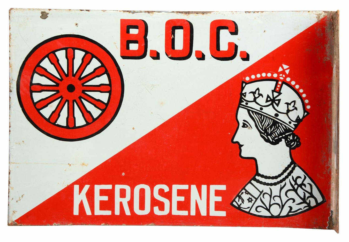 B.O.C. KEROSENE WITH LOGO PORCELAIN FLANGE SIGN.