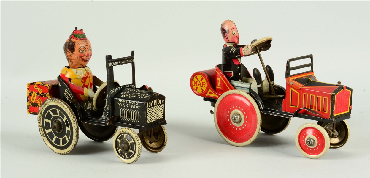 LOT OF 2: MARX TIN LITHO WIND-UP WHOOPEE CAR TOYS.