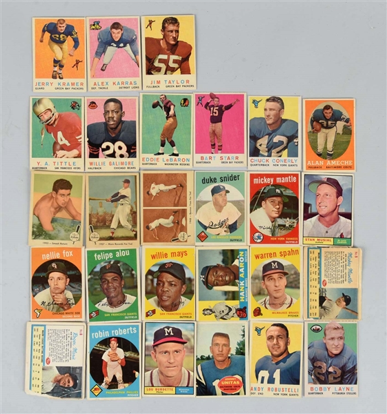 NICE LOT OF MOSTLY 1950S BASEBALL CARDS.