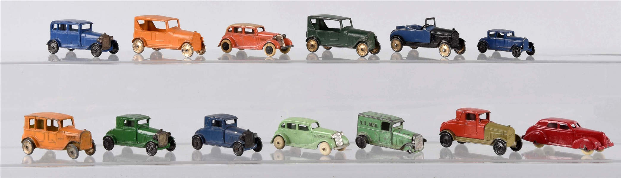 LOT OF 13: ASSORTED PRE-WAR TOOTSIETOY VEHICLES.