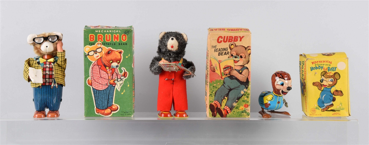 LOT OF 3: BEAR WIND-UP TOYS.