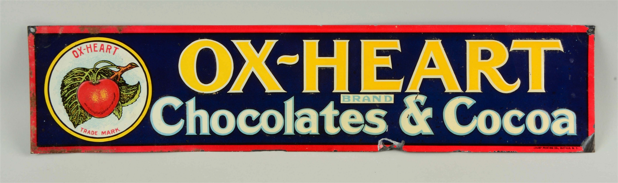 ADVERTISING TIN SIGN "OX-HEART CHOCOLATES".