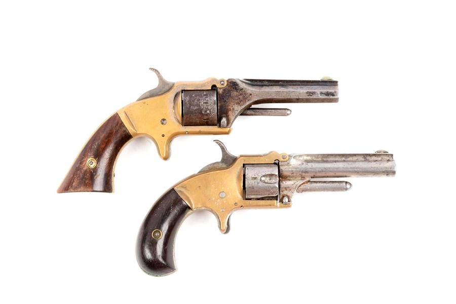 (A) LOT OF 2: TIP UP SINGLE ACTION POCKET REVOLVERS.