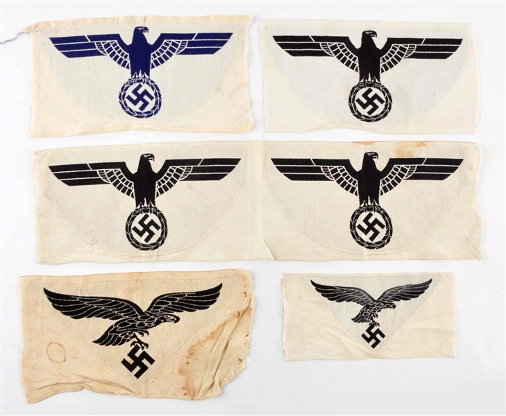 LOT OF 6: WWII GERMAN ARMY ATHLETIC SHIRT EMBLEMS.