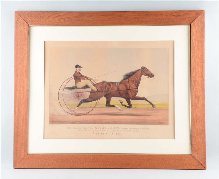 LARGE CURRIER & IVES HORSE PRINT.