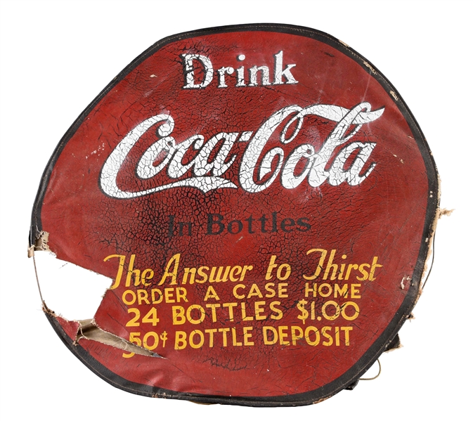 1930S COCA - COLA ADVERTISING TIRE COVER. 