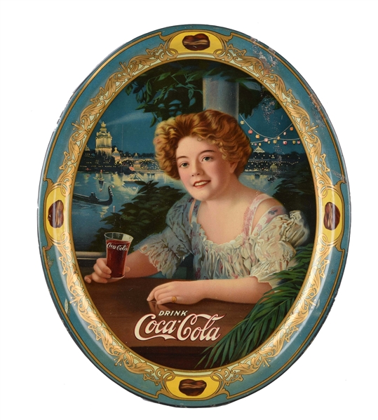 1909 COCA-COLA LARGE OVAL SERVING TRAY.