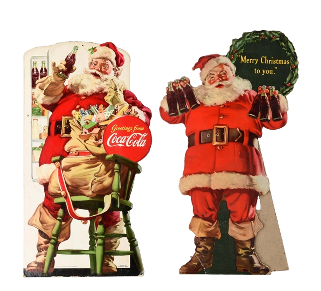 LOT OF 2: 1944 & 1948 COCA-COLA STAND UP SIGNS.