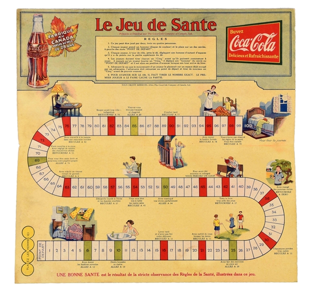 FRENCH CANADIAN COCA-COLA CARDBOARD GAME.