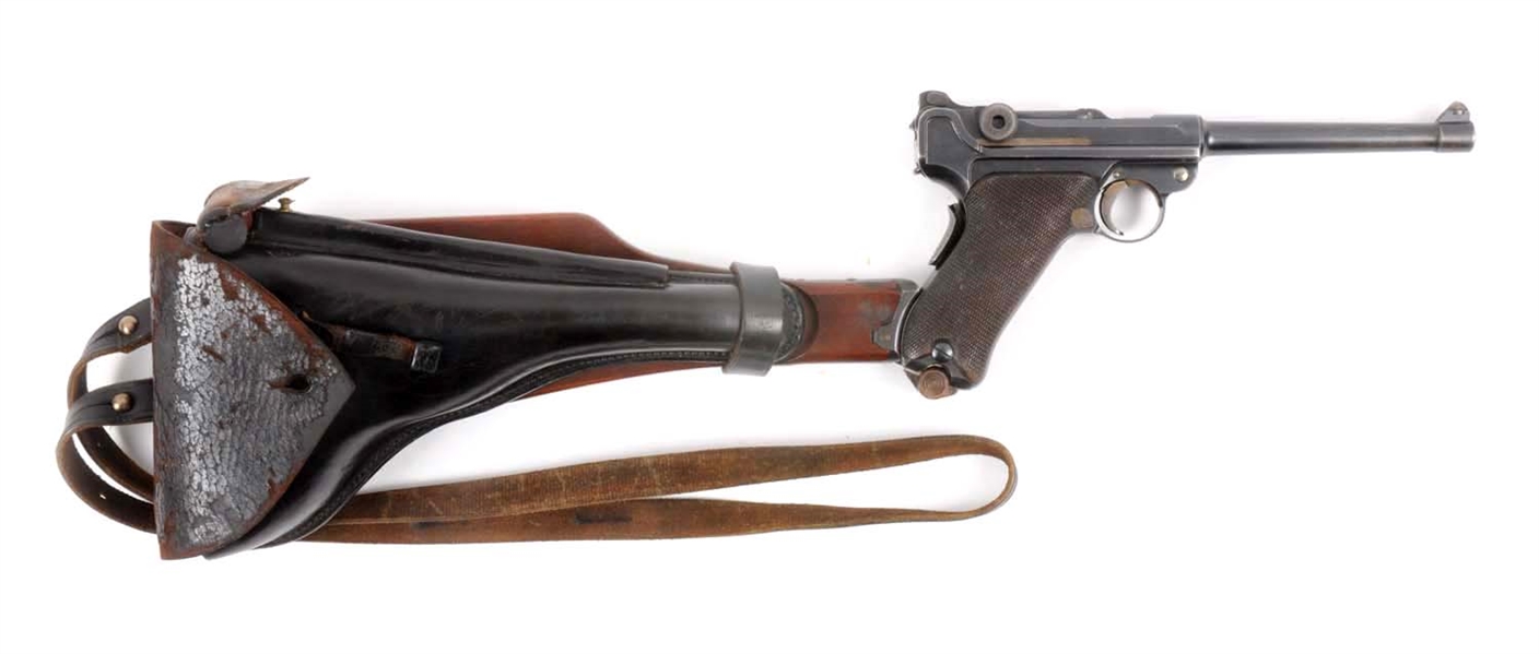 (C) ALL ORIGINAL 1906 NAVY, 1ST ISSUE LUGER W/ NAVY MARKED HOLSTER & SHOULDER STOCK.