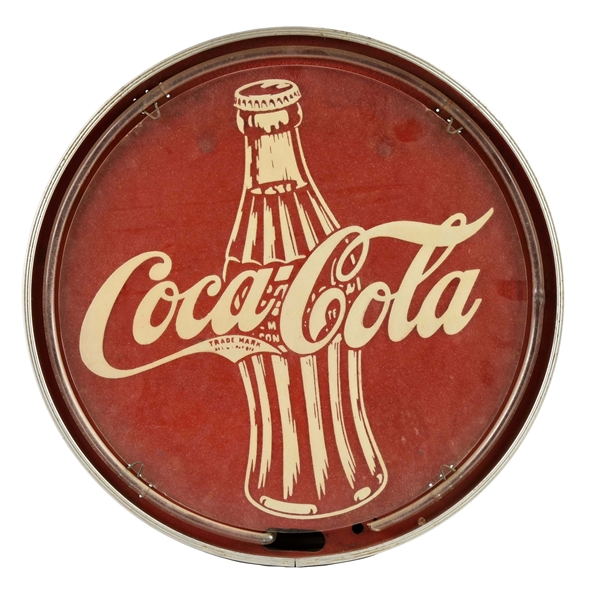 EARLY COCA-COLA REVERSE GLASS NEON SIGN.