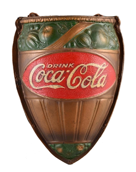 COCA - COLA EMBOSSED FIBERBOARD WALL SCONCE.