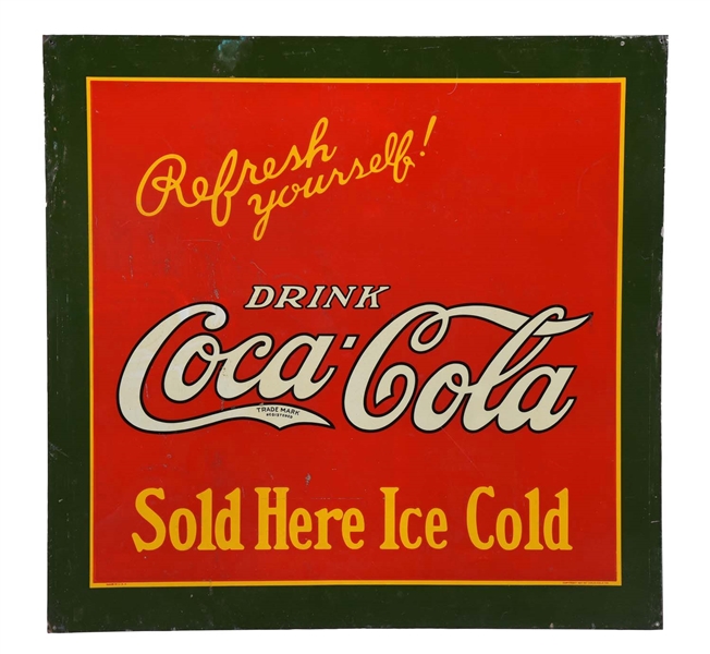 1927 COCA - COLA TIN ADVERTISING SIGN.