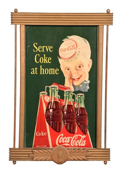 1947 COCA-COLA SPRITE BOY ADVERTISING SIGN.