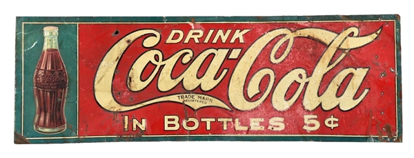 1920S EMBOSSED TIN COCA-COLA ADVERTISING SIGN. 