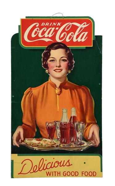 1940S COCA-COLA DIECUT ADVERTISING SIGN.